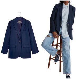 Madewell The Larsen navy blue blazer in Drapeweave size Small